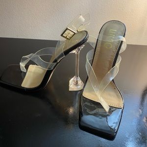 Black sling back heels